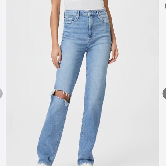 PAIGE Denim - Paige Stella Straight Leg Jeans Azra Destructed Ultra High Rise 31 Inseam 25